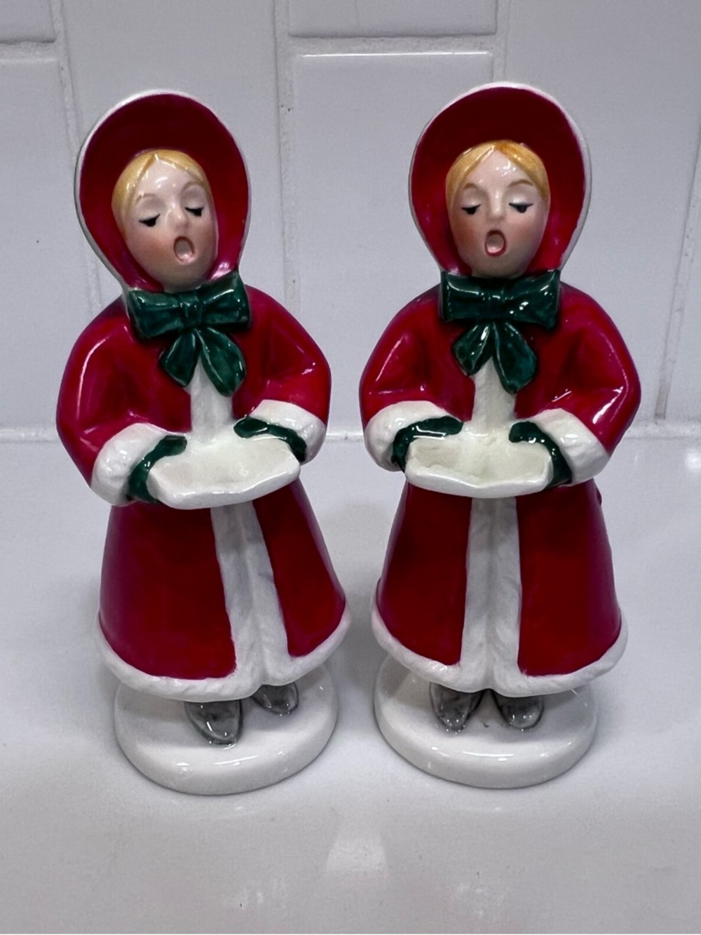 Vintage Goebel Figurine Lady Caroler Set Of 2
